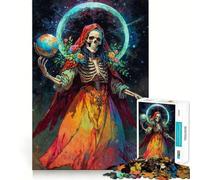 Rompecabezas de 1000 Piezas de Santa Muerte con Globo terráqueo y Flores para Adolescentes Juguete de lógica para Jugar en Grupo Corte de precisión Regalo Original (50x75cm)