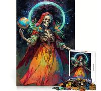 Rompecabezas de 1000 Piezas de Santa Muerte con Globo terráqueo y Flores para Adolescentes Juguete de lógica para Jugar en Grupo Corte de precisión Regalo Original (50x75cm)
