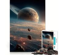 Rompecabezas de 1000 Piezas de Saturno y asteroides en el Espacio para Adultos y Adolescentes Juguete para aliviar el estrés Regalo navideño de Corte Limpio (50x75cm)