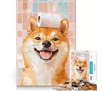 Rompecabezas de 1000 Piezas de Shiba Inu con Sombrero de Papel higiénico para Adolescentes Juguete para Pensar con sabiduría Divertido y fácil de Usar 38x52cm