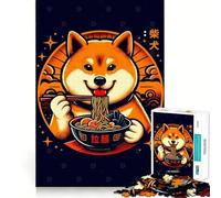 Rompecabezas de 1000 Piezas de Shiba Inu Ramen para Adolescentes Juego Inteligente para Pasar Tiempo en Familia, Pieza de Arte para armar 50x75cm