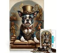 Rompecabezas de 1000 Piezas de Smart Boston Terrier para Adultos, Juguete de lógica aguda, Entretenimiento en el hogar, Corte preciso, Regalo conmovedor 38x26cm