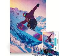 Rompecabezas de 1000 Piezas de Snowboarder en el Aire en la montaña para Adolescentes Juguete Inteligente para Jugar en Interiores Corte preciso (50x75cm)