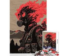 Rompecabezas de 1000 Piezas de Soldado postapocalíptico con Cabeza de Fuego Juguete antiestrés Regalo de cumpleaños Juego Educativo con póster a Juego y Hoja de Trivia 38x26cm