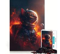 Rompecabezas de 1000 Piezas de Space Cat Astronaut para Adultos Juguete Inteligente para Toda la Familia Pieza de Arte de Corte preciso (50x75cm)