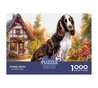 Rompecabezas de 1000 Piezas de Springer Spaniel, Cavalier King Charles Spaniel, Paisaje Rural Alegre, para Adultos, Actividad para Casa, Juego Super Difícil, Ideal para Regalar, 52x38cm/1000pcs