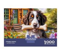 Rompecabezas de 1000 Piezas de Springer Spaniel, Papel Reciclado para Bernese Mountain Dogs, Escenario de Granja Alegre, Juego Educativo Diversión Familiar y Regalo Ideal, 70x50cm