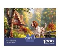 Rompecabezas de 1000 Piezas de Springer Spaniel, para Brittany Spaniels, Escena de Pueblo Juguetón, Juego Divertido y Retador para Adultos y Niños, Diversión Familiar, 70x50cm