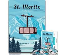 Rompecabezas de 1000 Piezas de St Moritz, Suiza Rompecabezas de 1000 Piezas para Adultos y Adolescentes Juego Educativo, desafío, colección de Artistas, Bellas Artes, 75x50cm