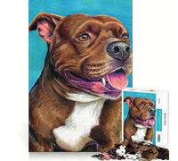 Rompecabezas de 1000 Piezas de Staffordshire Bull Terrier para Adultos Juguete para estimular la lógica, para Pasar Tiempo en Familia Regalo de Primera Calidad 38x26cm