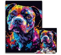 Rompecabezas de 1000 Piezas de Staffordshire Bull Terrier,Rompecabezas imposibles para Adultos,Adolescentes y familias,decoración Hacer tú Mismo y un desafío para el Cerebro,50x75cm