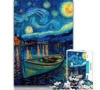 Rompecabezas de 1000 Piezas de Starry Sky Boat para Adolescentes, Ayuda a ejercitar el Cerebro, Juguetes adictivos para Cultivar la Paciencia, Apto para Parejas, 75x50cm