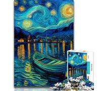 Rompecabezas de 1000 Piezas de Starry Sky Boat para Adolescentes, Juego Familiar para aliviar el estrés, desafío difícil, Grandes Regalos y Juguetes, 38x26cm