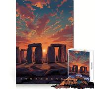 Rompecabezas de 1000 Piezas de Stonehenge al Atardecer en Pixel Art para Adultos y Adolescentes Mejora la Memoria, relájate, Corta con precisión, Regalo Encantador 38x52cm