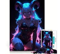 Rompecabezas de 1000 Piezas de súcubo neón Sexy para Adolescentes Recuerda, Mejora, Mente Tranquila, Arte de Corte Claro, Coleccionable 38x26cm