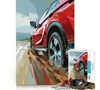 Rompecabezas de 1000 Piezas de SUV Rojo en Camino de Tierra para Adultos Mejora la Memoria y Alivia la ansiedad Borde preciso Sorpresa navideña (38x26cm)