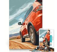 Rompecabezas de 1000 Piezas de SUV Rojo en Carretera desértica para Adolescentes Mejora la Memoria Estilo Casual y Relajado Bordes precisos Regalo Elegante (38x52cm)