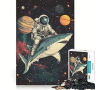 Rompecabezas de 1000 Piezas de Tiburón Astronauta Espacial para Adultos y Adolescentes Mejora la Memoria Ligero y Relajante Corte preciso Un Regalo Encantador 38x52cm