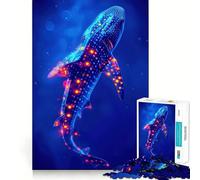 Rompecabezas de 1000 Piezas de tiburón Ballena neón para Adultos Rompecabezas Que Ayuda a Mejorar la Memoria Divertido y Relajante Bordes limpios Artículo de Deseo de Papá Noel (38x26cm)