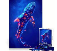 Rompecabezas de 1000 Piezas de tiburón Ballena neón para Adultos Rompecabezas Que Ayuda a Mejorar la Memoria Divertido y Relajante Bordes limpios Artículo de Deseo de Papá Noel (38x26cm)