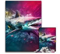 Rompecabezas de 1000 Piezas de tiburón Imposible para Adultos, Adolescentes y familias. Decoración Hacer tú Mismo y un desafío para el Cerebro. 50x75cm/19,68x29,52 Pulgadas.