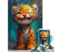 Rompecabezas de 1000 Piezas de Tigre bebé Sonriente para Adultos Toda la Familia a Partir de 14 años (50x75cm)