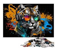Rompecabezas de 1000 Piezas de Tigre de Colores para Adultos, Rompecabezas difíciles para Adultos, Regalo Ideal para Vacaciones y decoración del hogar, 50x75cm/19,68x29,52 Pulgadas