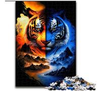 Rompecabezas de 1000 Piezas de Tigre de Hielo y Fuego, Ideal para cumpleaños, Fiestas y decoración del hogar (26x38cm)