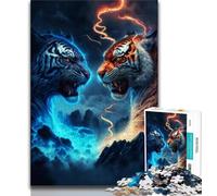 Rompecabezas de 1000 Piezas de Tigre de Hielo y Fuego para Adultos y Adolescentes 1000 Piezas Juguetes educativos Juegos para aliviar el estrés y fomentar el Amor en Pareja (26x38cm)