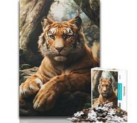 Rompecabezas de 1000 Piezas de Tigre del Bosque para Adolescentes, Juego Familiar antiestrés, desafío difícil, Gran Regalo y Juguete (50x75cm)