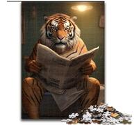 Rompecabezas de 1000 Piezas de Tigre Leyendo periódico, Rompecabezas para Adultos, tamaño 50x75cm, para Adolescentes y familias, decoración DIY desafío Mental.