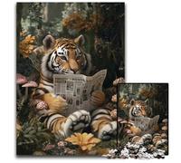 Rompecabezas de 1000 Piezas de Tigre Leyendo un Libro,Rompecabezas de cartón para Mayores de 14 años,desafío Educativo,Actividades Divertidas en casa,Regalos de cumpleaños,Regalos de Viaje,26x38cm