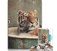 Rompecabezas de 1000 Piezas de Tigre para baño, Ideal para Adultos, Ideal para Jugar en Familia, Regalo de cumpleaños, Arte de Pared, 50x75cm