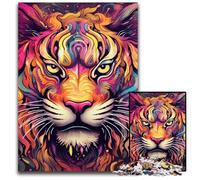Rompecabezas de 1000 Piezas de Tigre psicodélico para Adultos. Ideal para Parejas, Navidad, Año Nuevo y San Valentín. 50x75cm/19,68x29,52 Pulgadas.