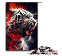Rompecabezas de 1000 Piezas de Tigres Blancos de Fuego Rojo para Adultos, Ideal para Parejas y Adolescentes a Partir de 14 años, 1000 Piezas