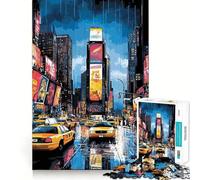 Rompecabezas de 1000 Piezas de Times Square con Taxis Amarillos Estilo Pop Art para Adolescentes Juguete para ejercitar la Mente, Juego Relajante, Corte Premium, (38x26cm)