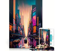Rompecabezas de 1000 Piezas de Times Square de Nueva York para Adultos, Logic Boost Toy Family Bond Premium Edge Warm Surprise (50x75cm)