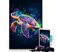 Rompecabezas de 1000 Piezas de Tortuga Marina arcoíris para Adolescentes Juguete para ejercitar la Mente Diseño Relajante Regalo Ideal para armar (38x26cm)