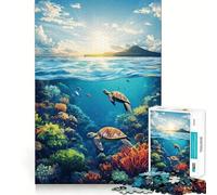 Rompecabezas de 1000 Piezas de Tortugas Marinas y arrecifes de Coral para Adolescentes Juguete Que estimula la Mente Pasatiempo Tranquilo Corte preciso Regalo de Temporada (38x52cm)