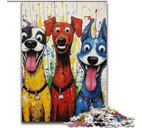 Rompecabezas de 1000 Piezas de Tres Perros Felices, para niños de 14 años o más, Ideal como Juego Educativo, Regalo de cumpleaños (tamaño 50x75cm)