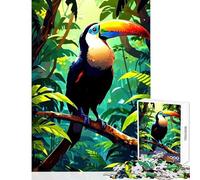 Rompecabezas de 1000 Piezas de tucán Colorido en una exuberante Jungla Decoración del hogar Juguetes Regalo para cumpleaños Juego práctico Adecuado para decoración de Escritorio Tamaño 50x75cm