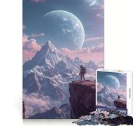 Rompecabezas de 1000 Piezas de un Astronauta en la Cima de una montaña con un Planeta Ideal para Adolescentes Ejercicio cognitivo Sin Bordes ásperos Regalo significativo (38x26cm)