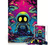 Rompecabezas de 1000 Piezas de un Astronauta en un Bosque de Hongos psicodélicos para Adultos Ideal para ejercitar la Mente, Relajarse y divertirse Bordes Uniformes (50x75cm)
