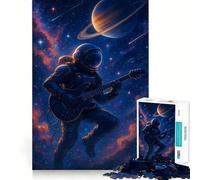 Rompecabezas de 1000 Piezas de un Astronauta Guitarrista Espacial para Adolescentes Juguete de lógica Fina, Divertido y Relajante Decoración de Pared con Bordes limpios (50x75cm)