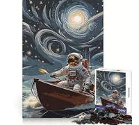 Rompecabezas de 1000 Piezas de un Astronauta remando en un Bote para adolescentesUn desafío Inteligente para Pasar un rato agradableCierre de seguridadRegalo Ideal (38x52cm)