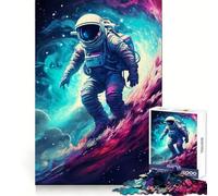 Rompecabezas de 1000 Piezas de un Astronauta Surfista en el Espacio para Adolescentes Un Juego de ingenio y Entretenimiento Cierre sólido Regalo Festivo (50x75cm)