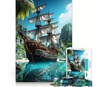 Rompecabezas de 1000 Piezas de un Barco Antiguo para Adolescentes Juego de ingenio y Desarrollo Mental Corte láser para un Ajuste Actividad Relajante para Grupos en Interiores (38x52cm)