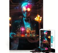 Rompecabezas de 1000 Piezas de un Camarero Esqueleto con Bebidas Brillantes para Adultos Juguete de lógica Mental Alivia la tensión Corte Firme 38x52cm