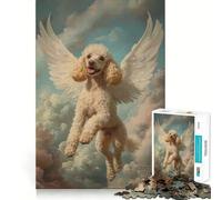 Rompecabezas de 1000 Piezas de un caniche con alas de ángel para Adolescentes Juguete Que desafía la Mente Pasatiempo Tranquilo Corte preciso Regalo de Temporada (38x52cm)