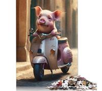 Rompecabezas de 1000 Piezas de un Cerdito en Patinete para Adultos y Adolescentes, Regalo de Nochebuena, 1000 Piezas (75 x 50 cm)